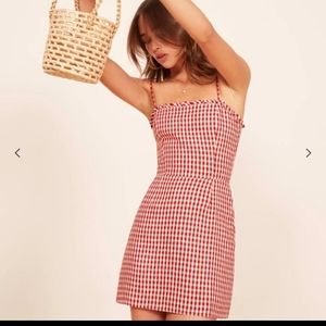 Reformation 100% linen gingham dress